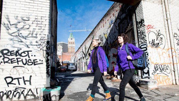 two doctors walk on street