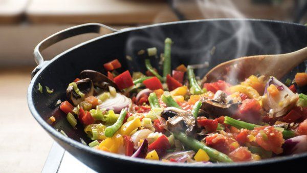 vegetables being cooked