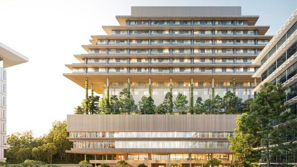 a rendering shows the Parnassus Heights hospital exterior