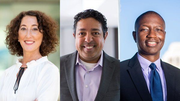 A collage of three headshots. From left to right: Judith Auerbach, Atul Butte, Bruce Ovbiagele