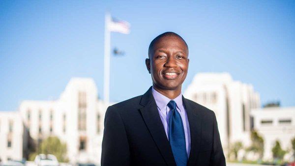 Bruce Ovbiagele stands outside the San Francisco VA Center.