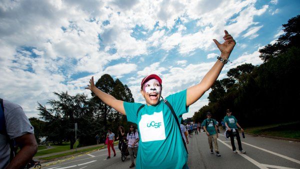 Julia Martinez from the School of Dentistry joined many who got in a festive mood, walking with costumes and face-painting.